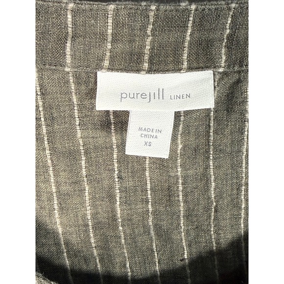 PureJill Linen Stripe Tunic Shirt Button Front Long Sleeve Women's XS - Picture 2 of 8